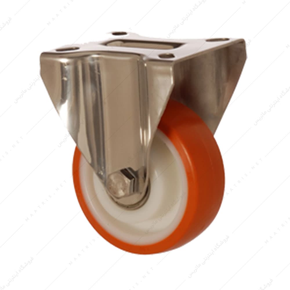 چرخ پلی آمید قطر 100 میلی متر با روکش پلی اورتان اسکلت سبک بلبرینگ دار ثابت