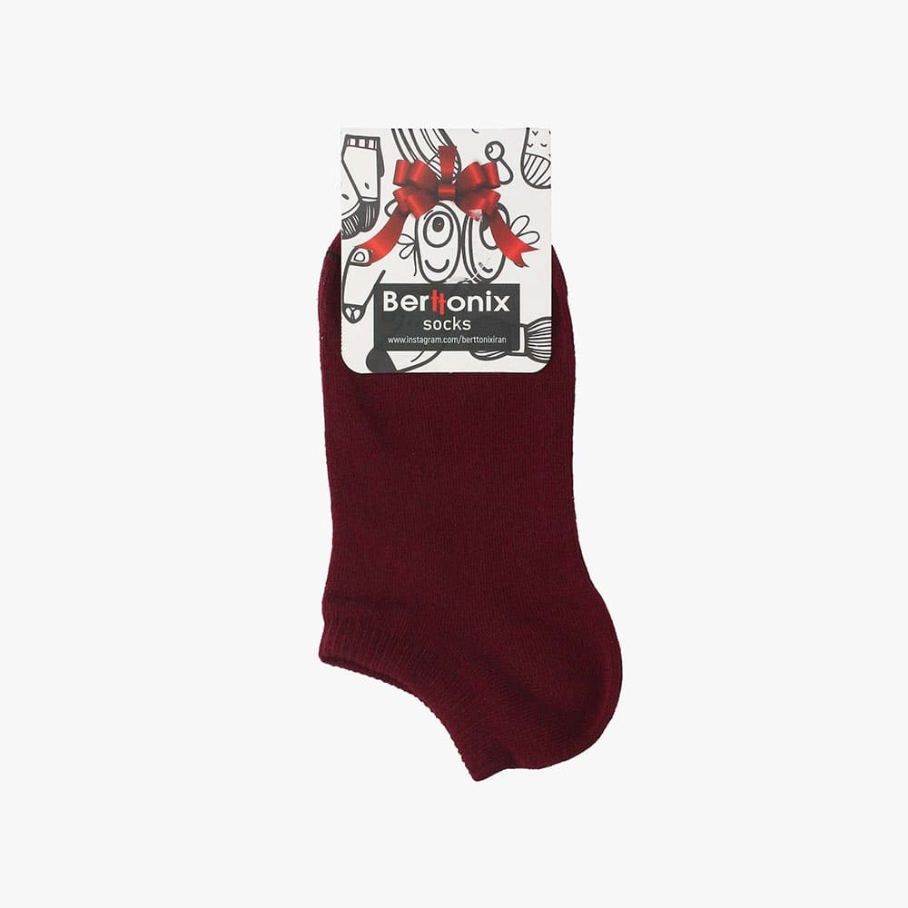 جوراب مچی زنانه ساده برتونیکس زرشکی