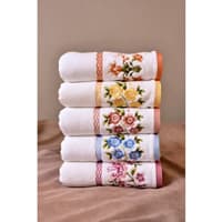 ست حوله دست صورت 5 عددی ازدیلک آزالیا رنگی