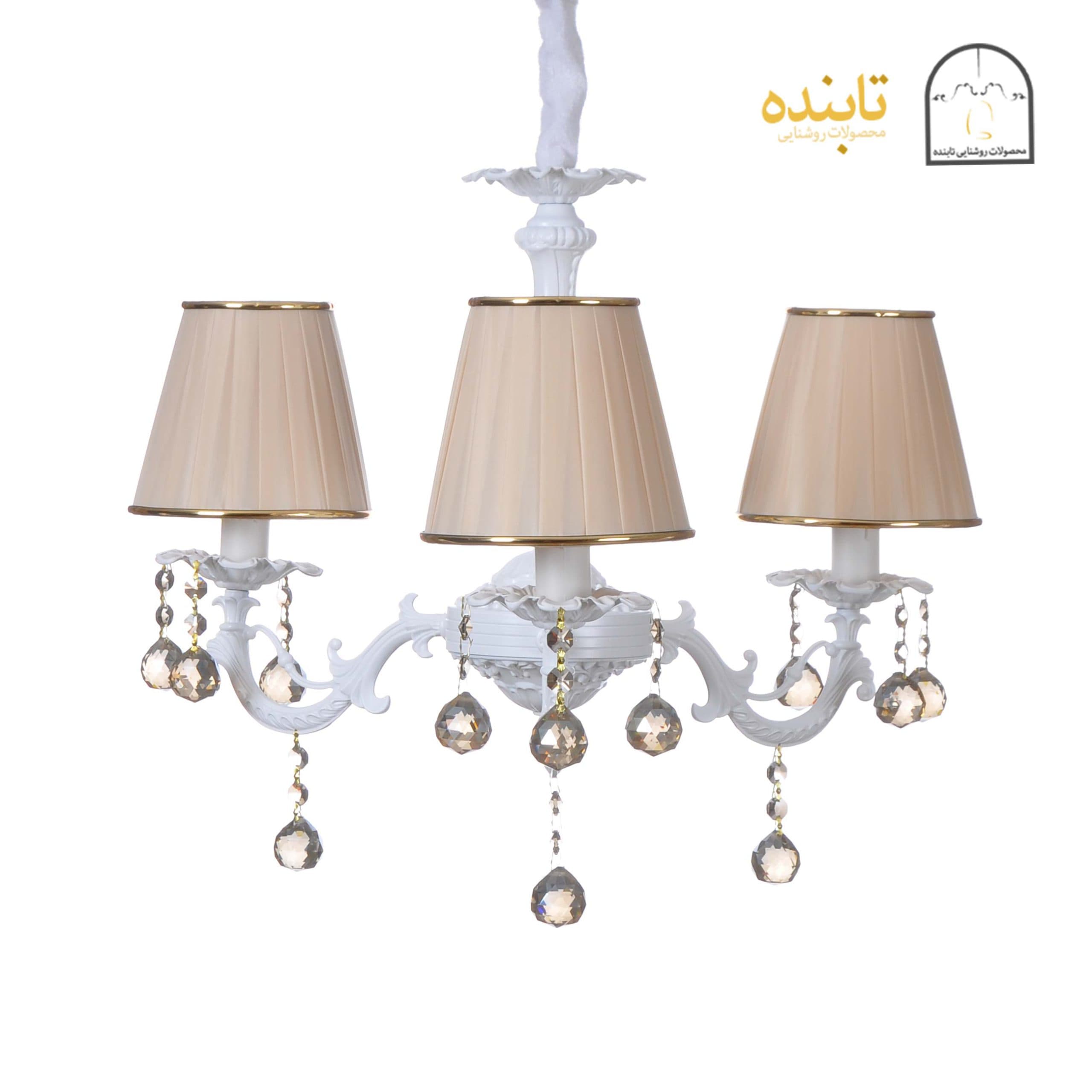 لوستر فلزی پیچک – ۳ شاخه RCS کریستال گوی