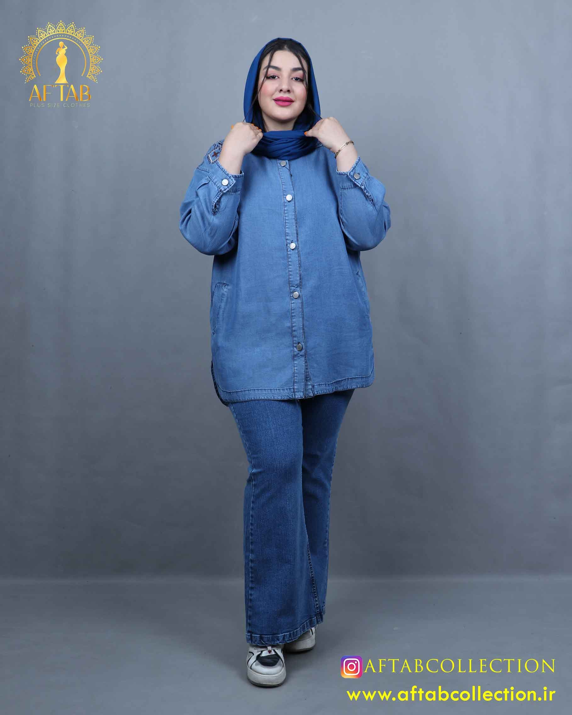 مانتو جین تنسل گلدوزی سایزبزرگ 5697