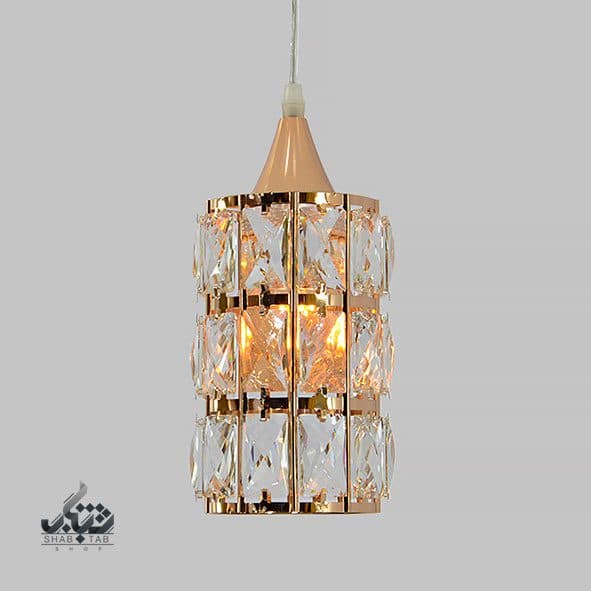 لوستر آویز تک شعله کریستالی کد xc 05 طلایی قطر 10