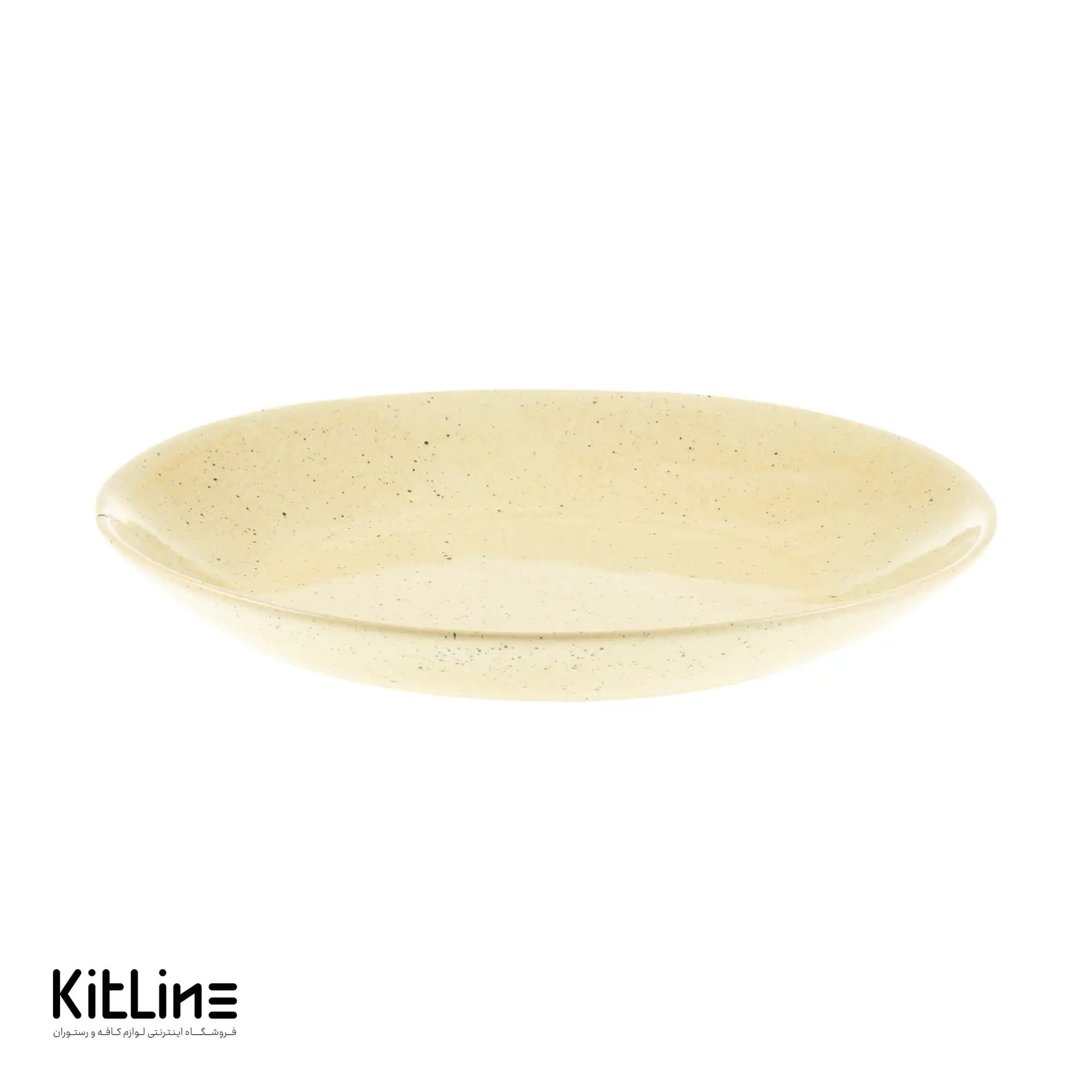 بشقاب استون ور ۳۰ سانتیمتری طرح خال دار کرم تیبل