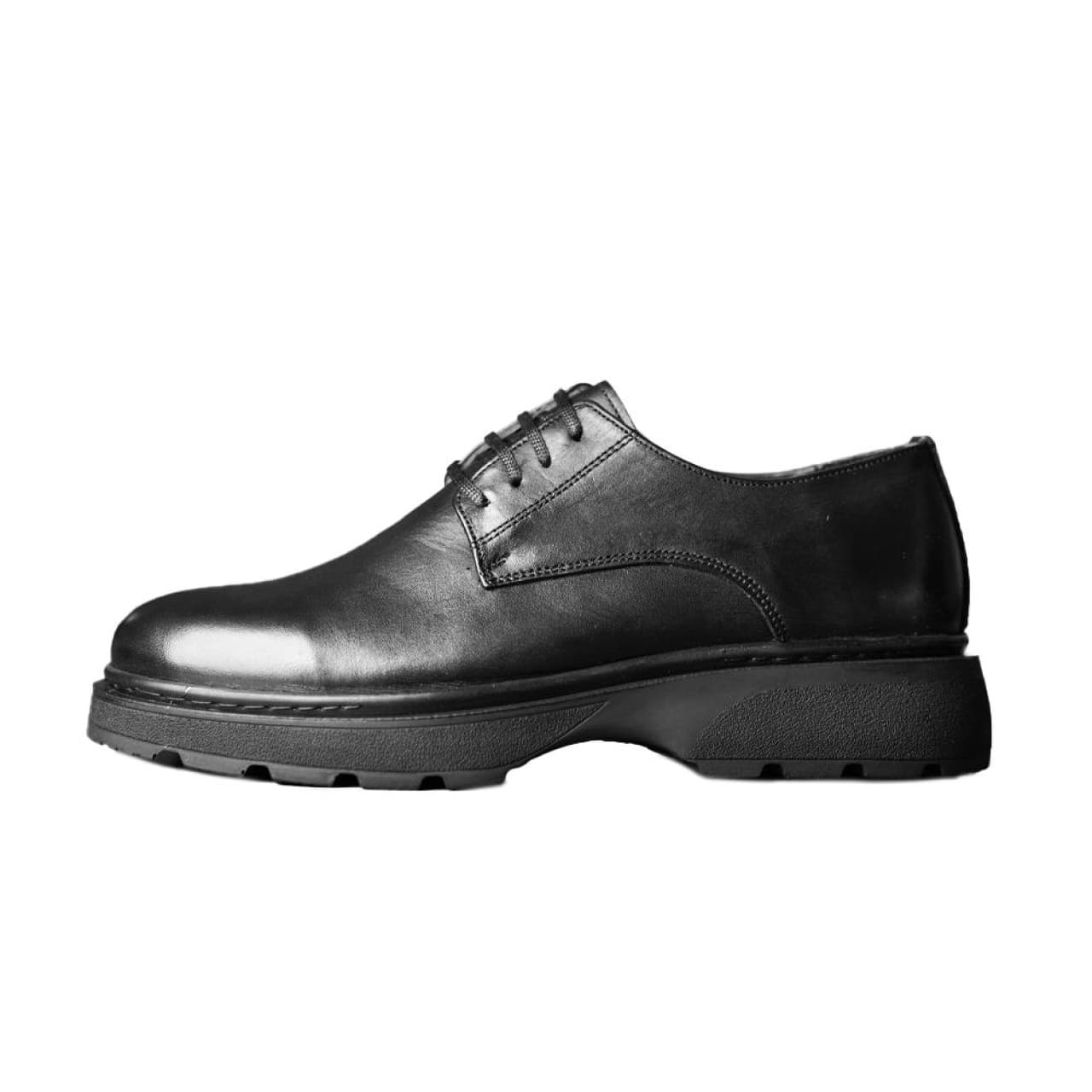 کفش مردانه چرم نعمتی اسپرت مدل برتین روساده بندی مشکی