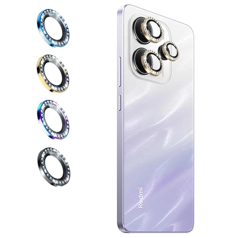 گلس لنز رینگی Xiaomi Redmi Note 14 4G مدل نگین دار دیاموند