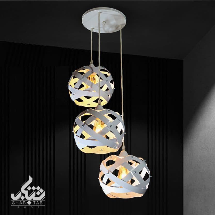 لوستر آویز مدرن سه شعله کد 574/3 سفید SHJ