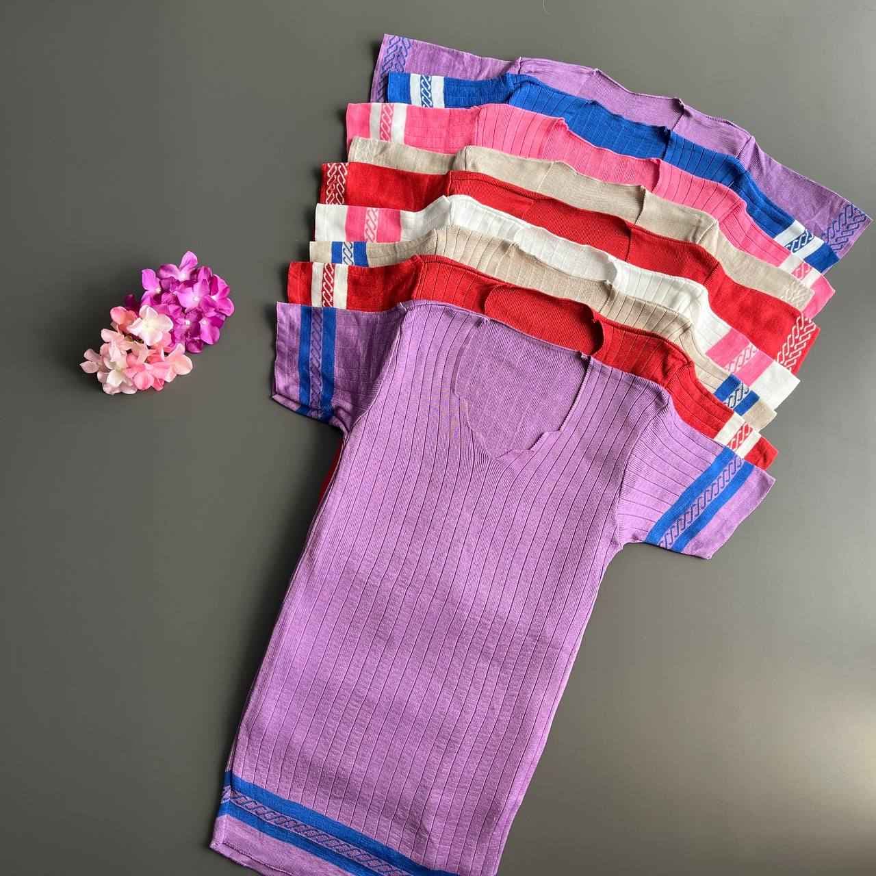 تیشرت کشبافت طرح پایین موج کد 8918