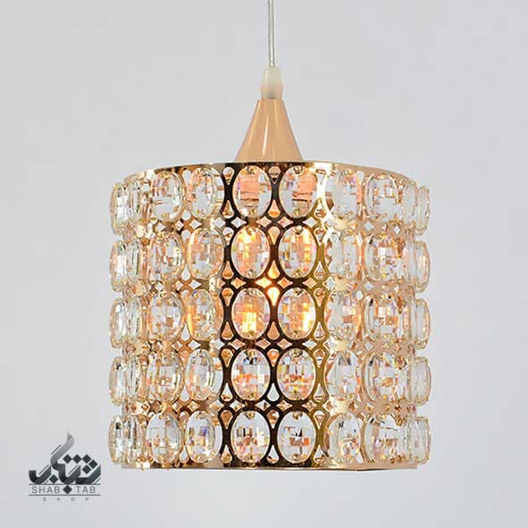 لوستر آویز تک شعله کریستالی کد xc 02 طلایی قطر 20