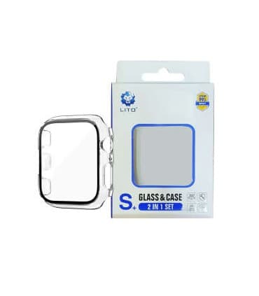 کیس و گلس اپل واچ لیتو مناسب Apple Watch Series 7/8/9 41mm مدل LITO Glass & Case-شفاف