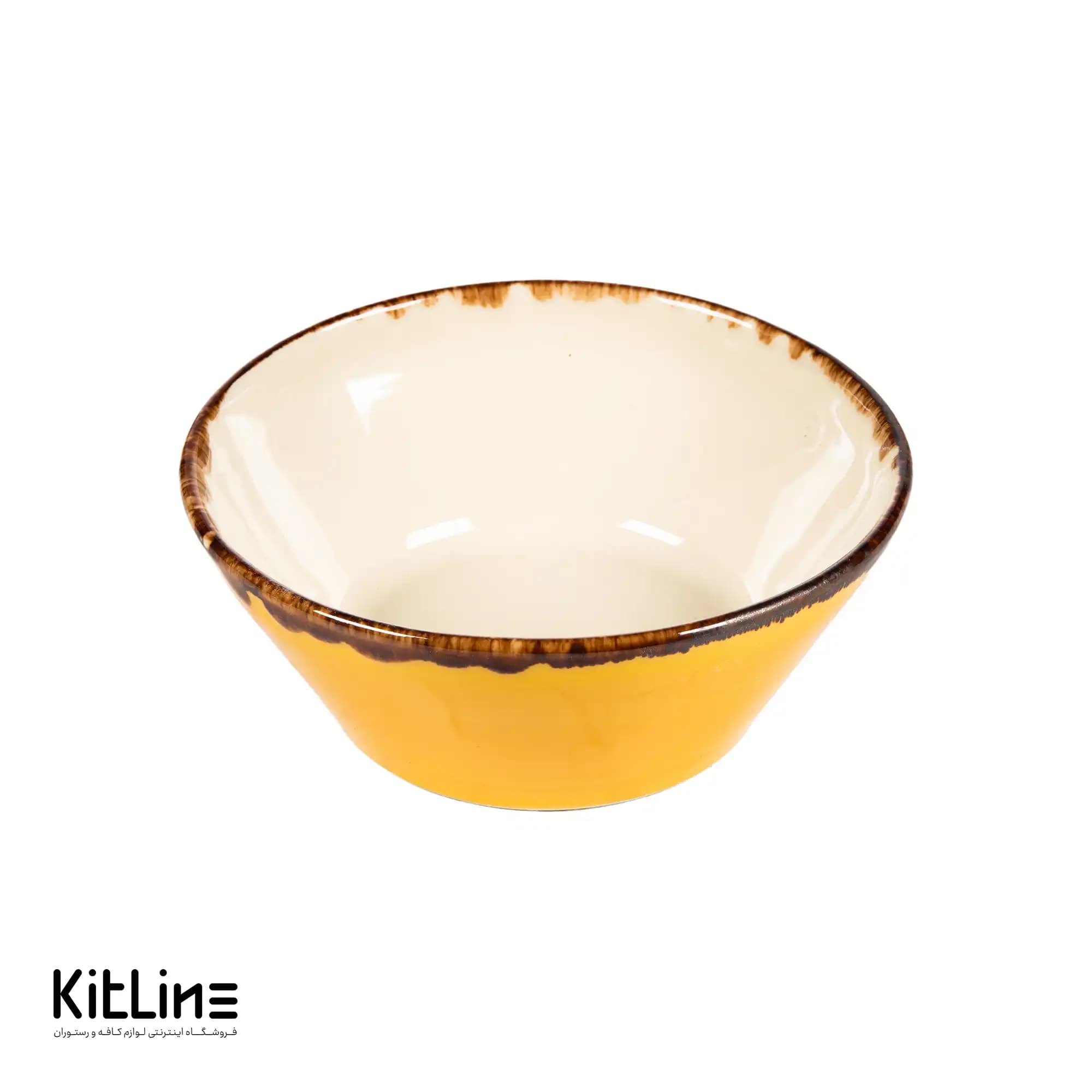 کاسه سرامیکی ۱۶ سانتیمتری زرد و نارنجی باند دار