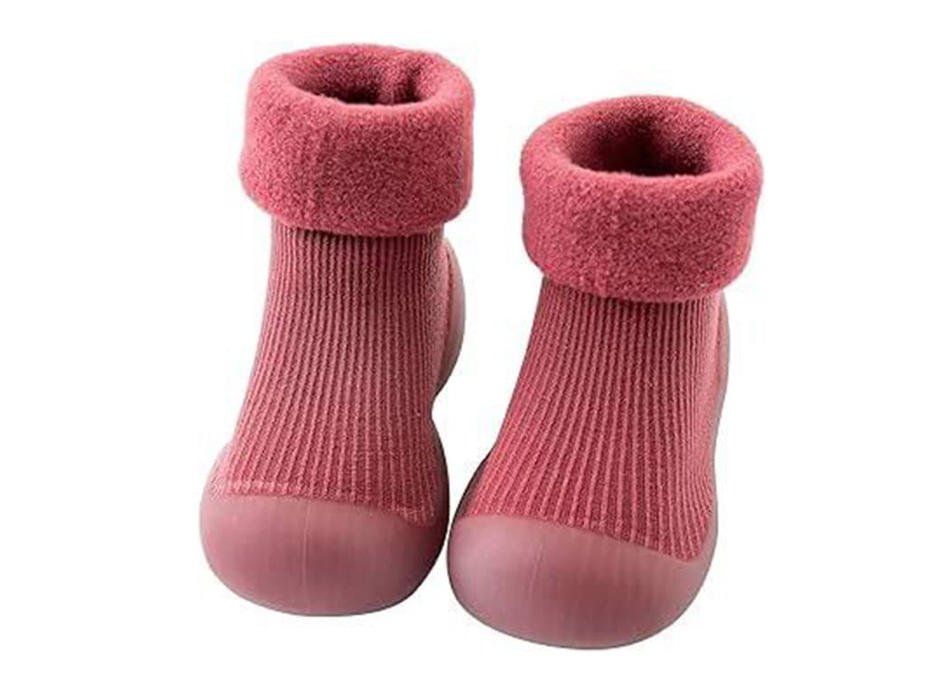 پاپوش جورابی ساق دار توکرکی با کفی سیلیکونی رنگ پوست پیازی