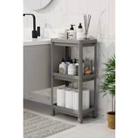شلف حمام 3 طبقه چرخ دار اوماش Om8387 طوسی