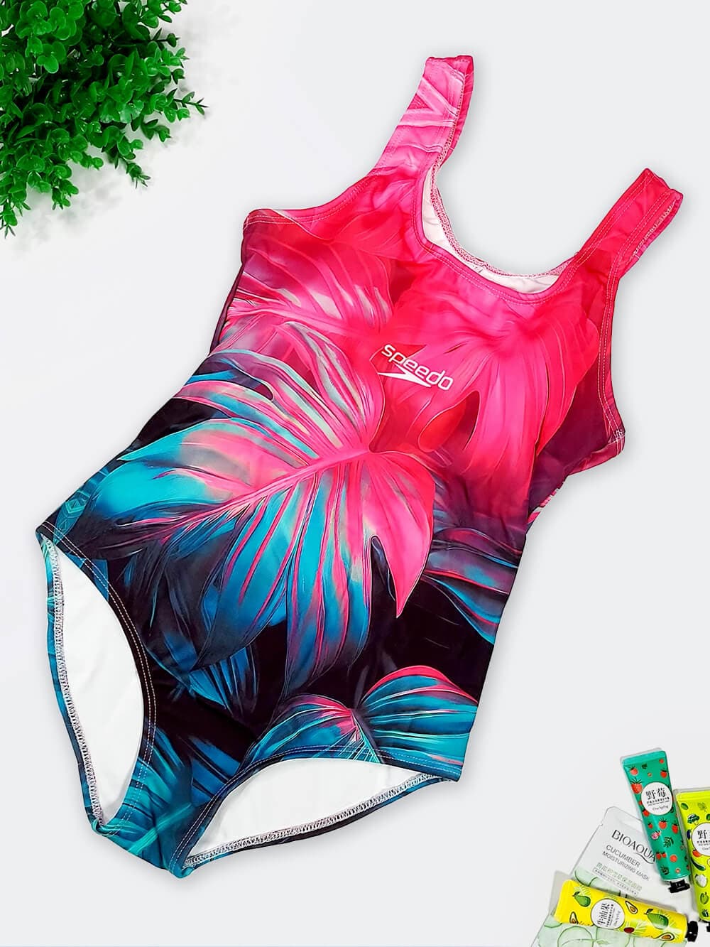 مایو زنانه اسلیپ پشت قهرمانی کاپدار طرح هاوایی اسپیدو ( Speedo ) برای استخر