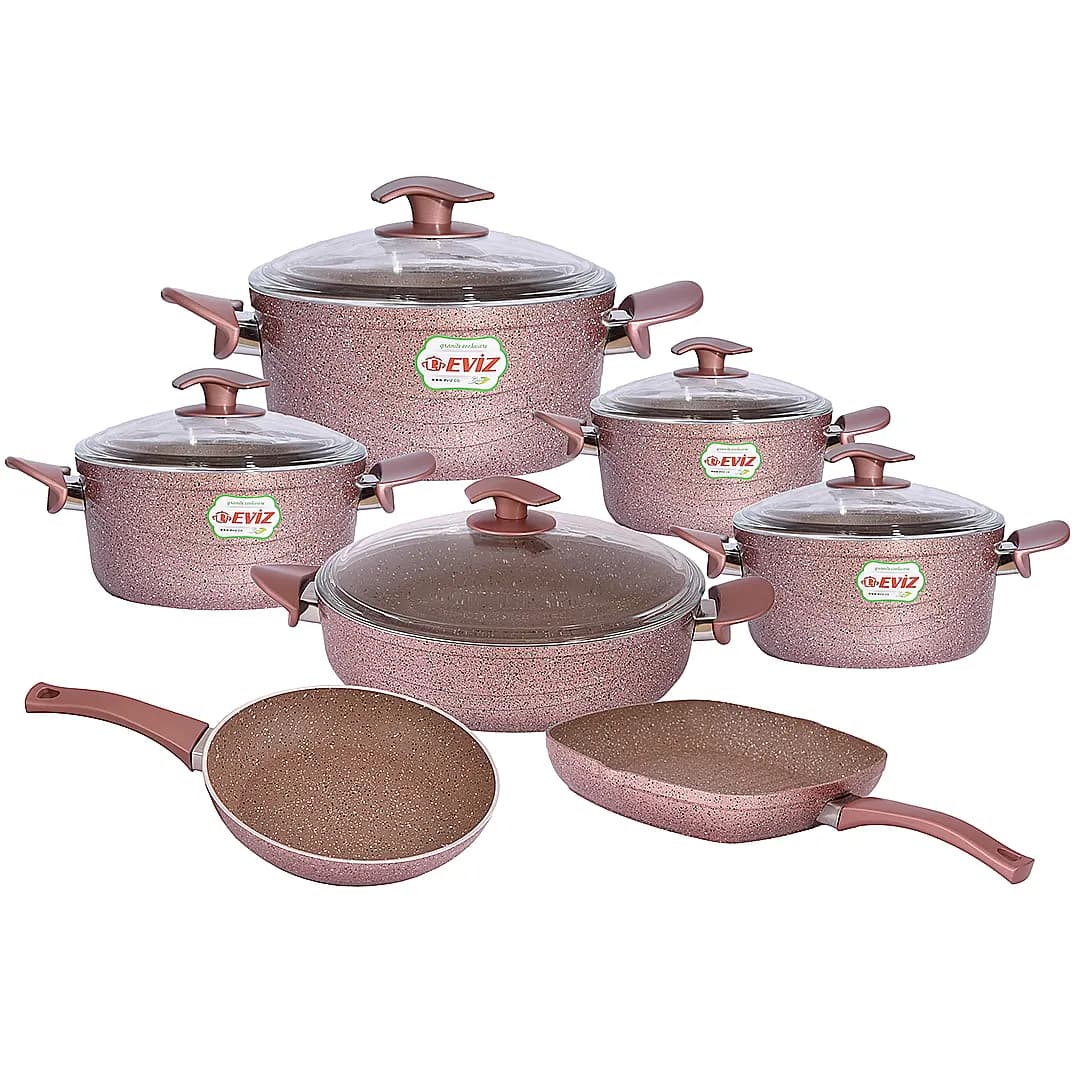 سرویس پخت و پز 12 پارچه اویز مدل سوینگ چدن در رنگ بندی مختلف