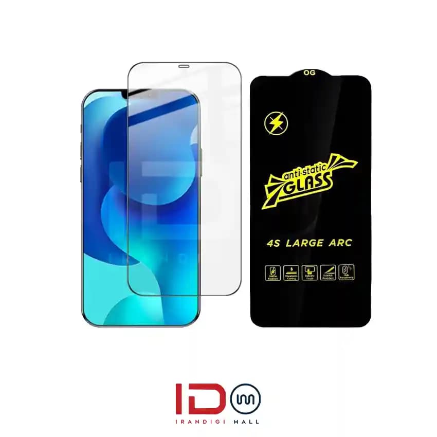 گلس شیشه ای تمام صفحه و فول چسب آنتی استاتیک موبایل iPhone 12 Pro