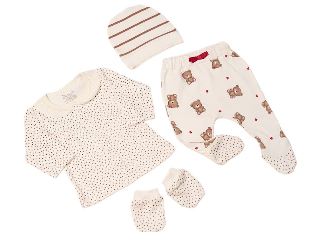 ست بیمارستانی نوزادی 4 تکه طرح خرس و قلب دانالو Danaloo