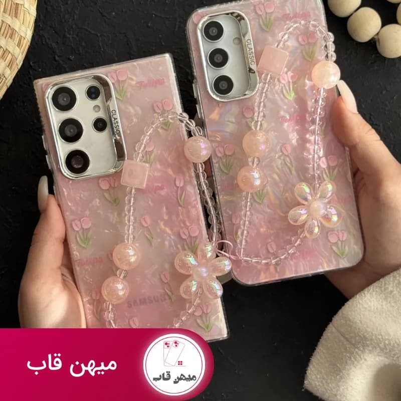 قاب موبایل سامسونگ گل لاله عباسی تولیپس صورتی بدون بند - کد (۶۹۳۶۱)