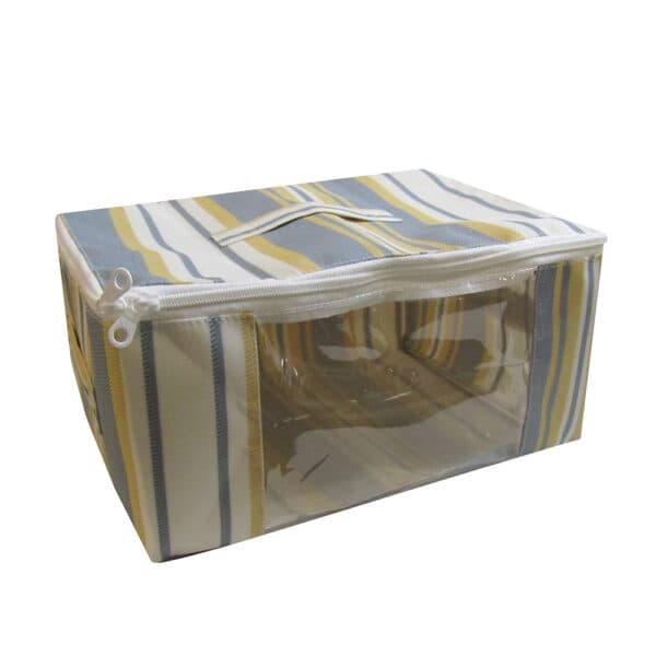 دنیرا باکس لوازم زیپ دار 35×25 راه راه طوسی-کرم متوسط