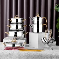 سرویس جهیزیه استیل 15 پارچه تاچ والنا طلایی