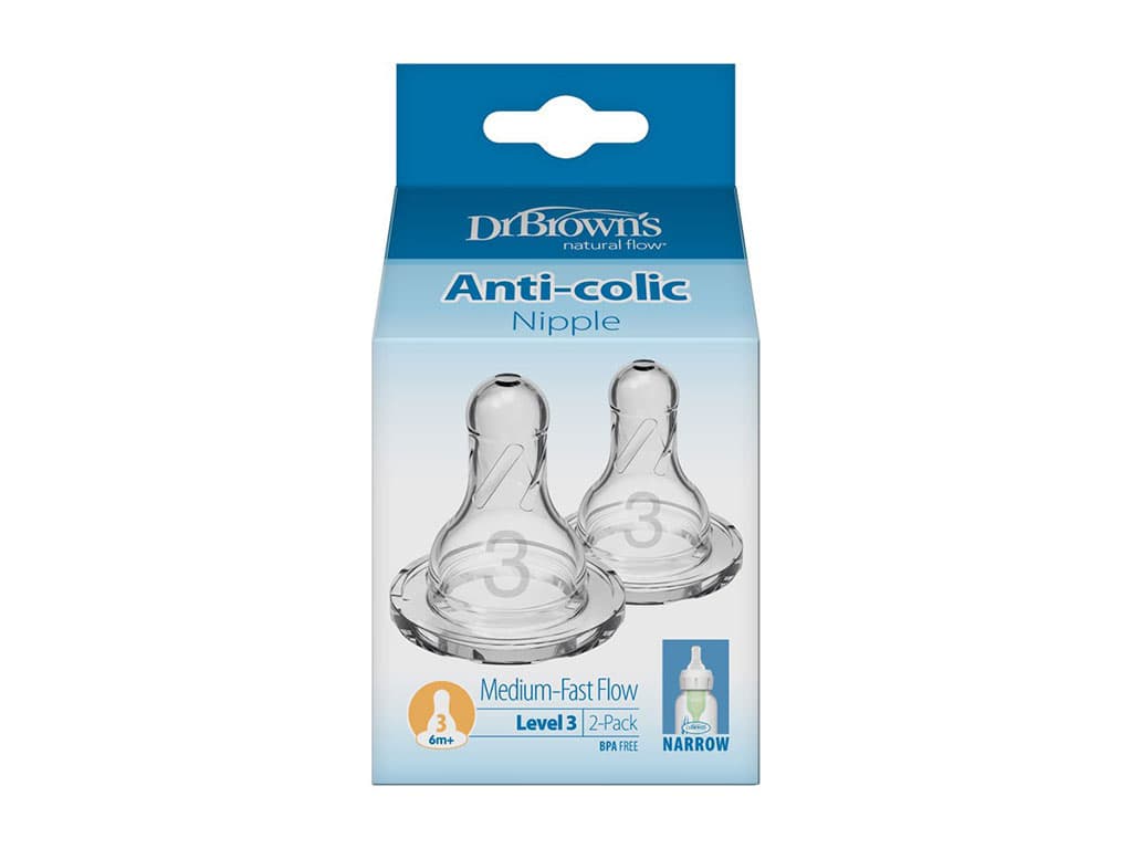 سر شیشه شیر سیلیکونی نوزادی medium-fast flow دو عددی دکتر براون Dr Browns