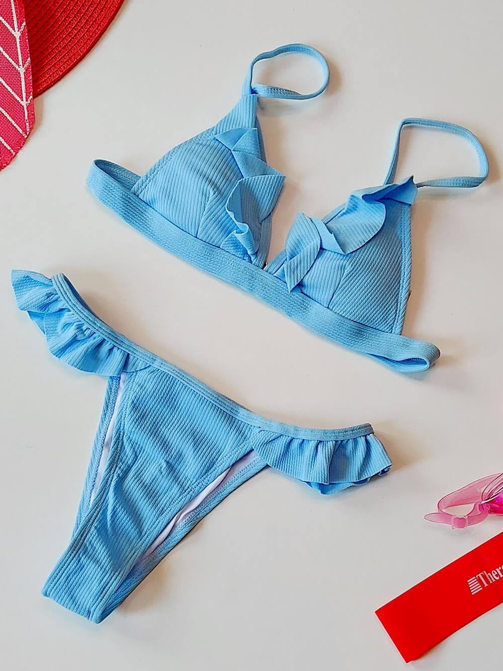 بکینی مایو زنانه کبریتی دو تیکه فانتزی مارک شین ( shein ) آبی رنگ