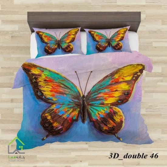 روتختی تک نفره 4 تکه سه بعدی پروانه رنگی