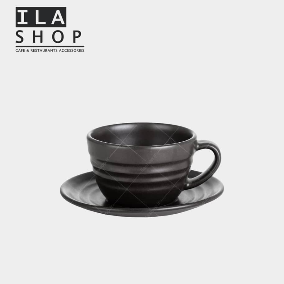 فنجان لاته مشکی رینگ دار شش عددی ایلا