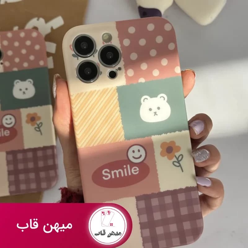 قاب موبایل آیفون شاخه گل ارغوانی محافظ لنزدار - کد (۹۶۷۴۵)