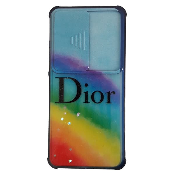 قاب سيليکون محافظ لنز کشويي برّاق طرح دار سامسونگ A32 4G طرح رنگین کمان Dior