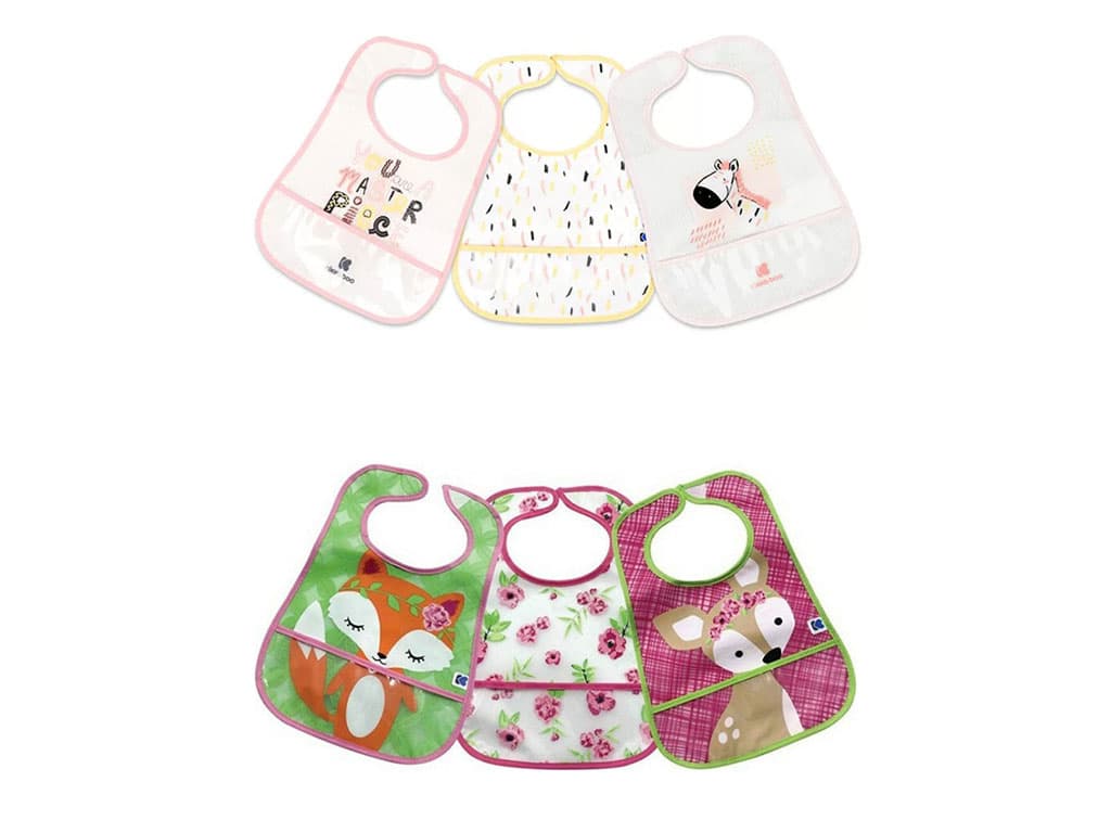 پیش بند چسبی جیب دار و ضد آب نوزادی دخترانه kikkaboo