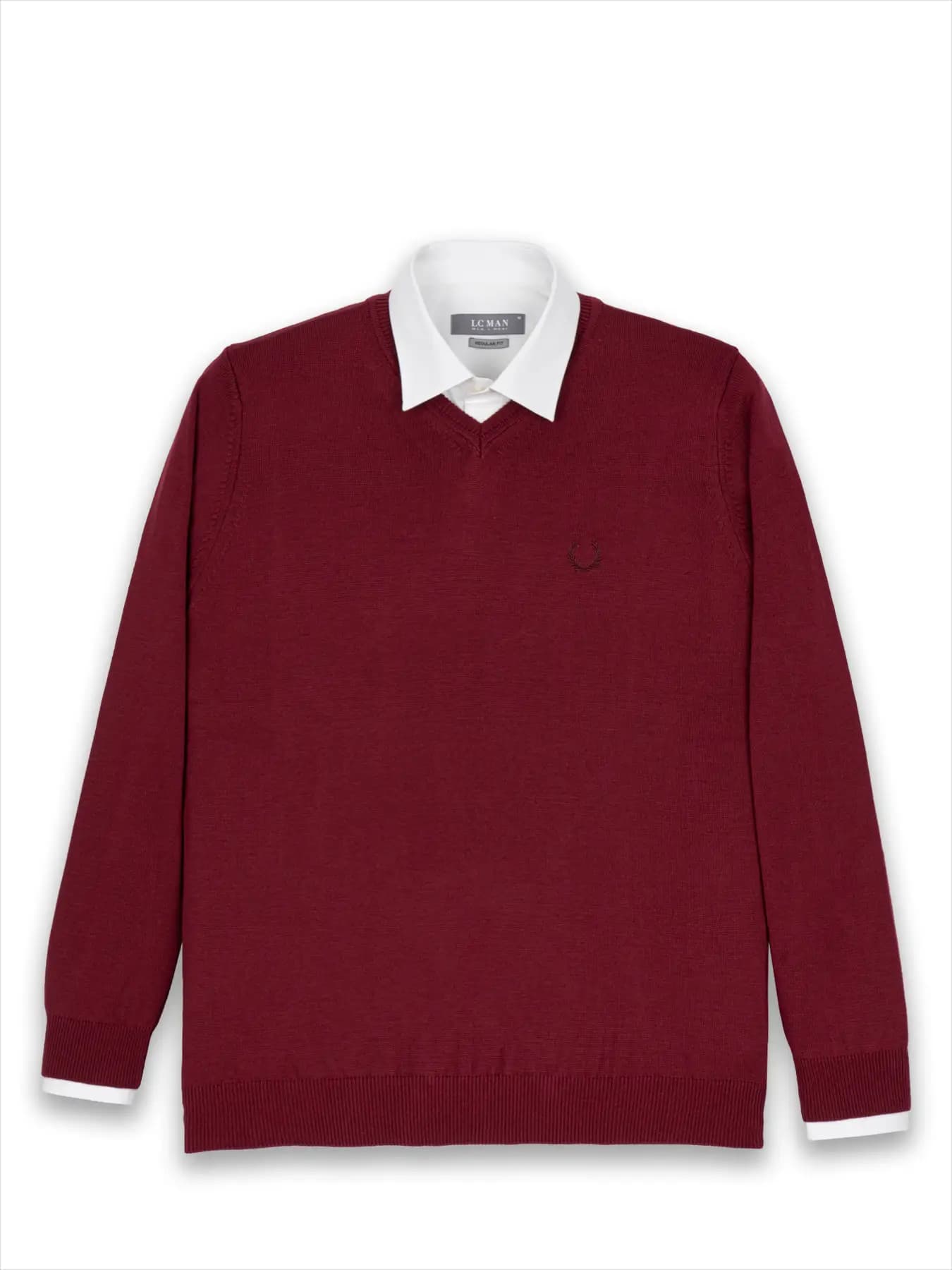 بافت زرشکی یقه هفت سانت ساده