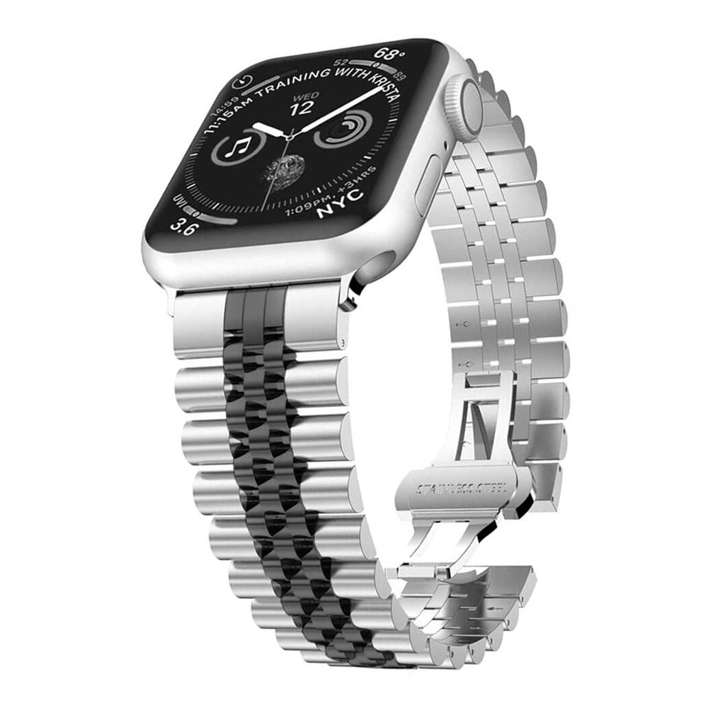 بند استیل طرح رولکس مدل Rolex Band 5Bead Apple Watch مناسب برای اپل واچ سری 3 سایز 42 میلی متری Apple Watch Edition Series 3 – 42mm