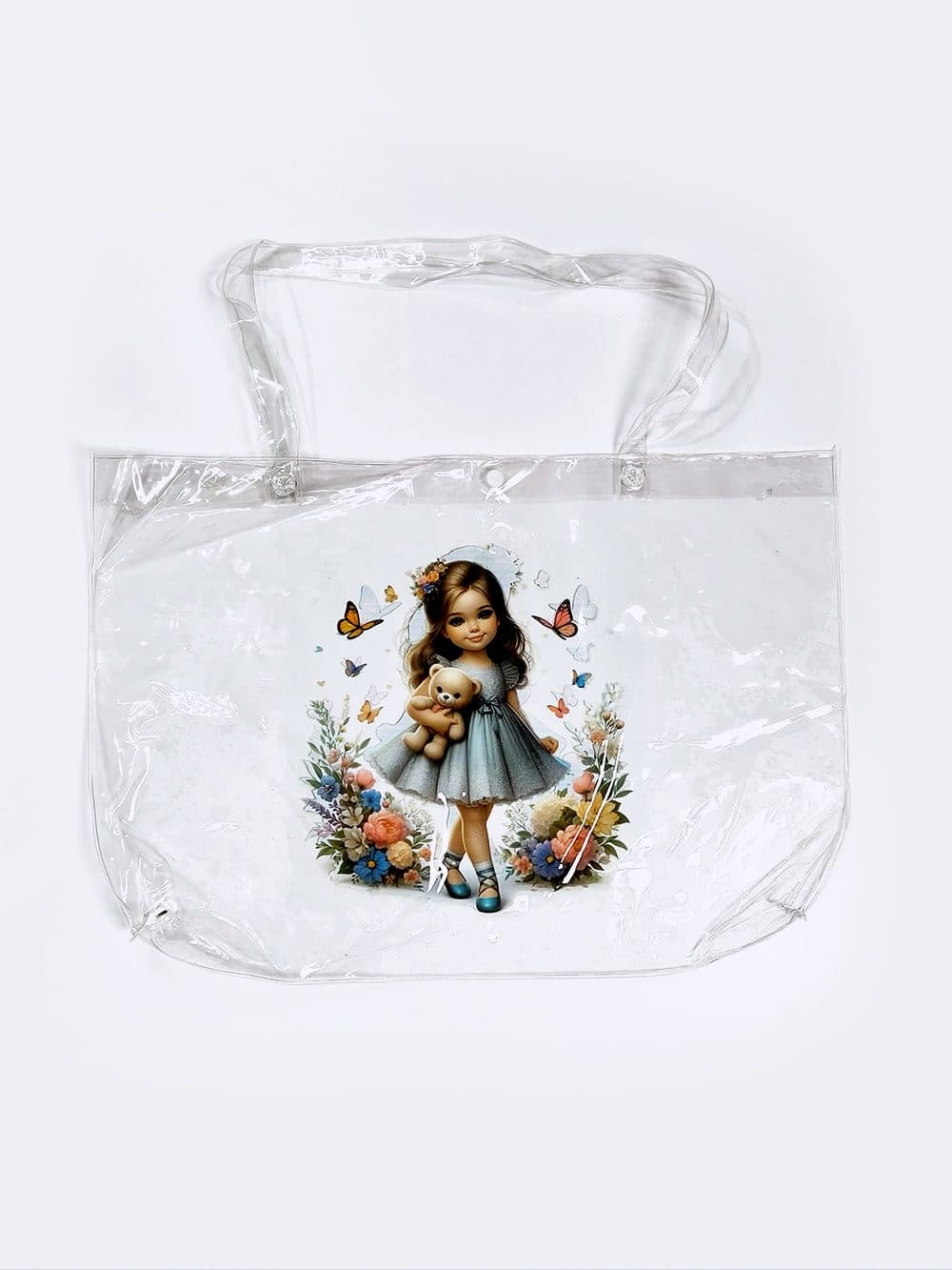 ساک استخر دخترانه بچگانه شیشه ای شفاف طرح دختر زیبا مناسب برای وسایل استخر