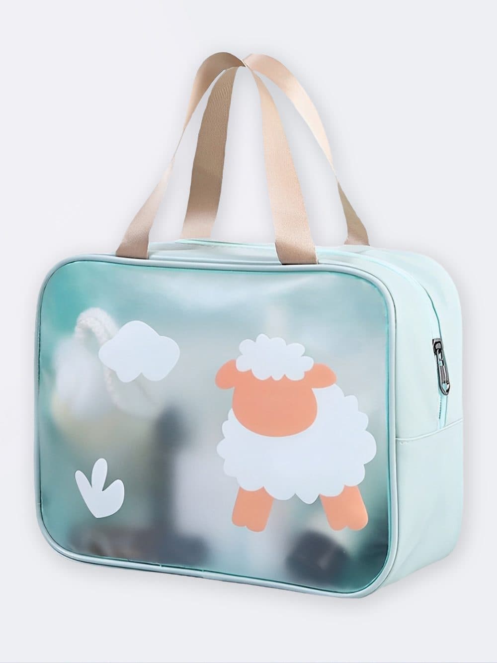 کیف فانتزی استخر و شنا زنانه و دخترانه طرح گوسفند سبز رنگ بصورت ضد آب