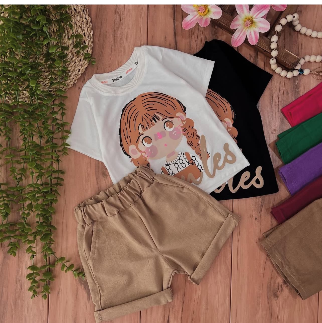 تیشرت شلوارک دختر مو بافت000