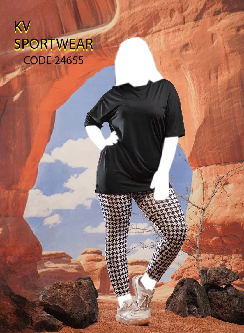 ست تیشرت لگ سایز بزرگ اسپرت ورزشی زنانه کد 004