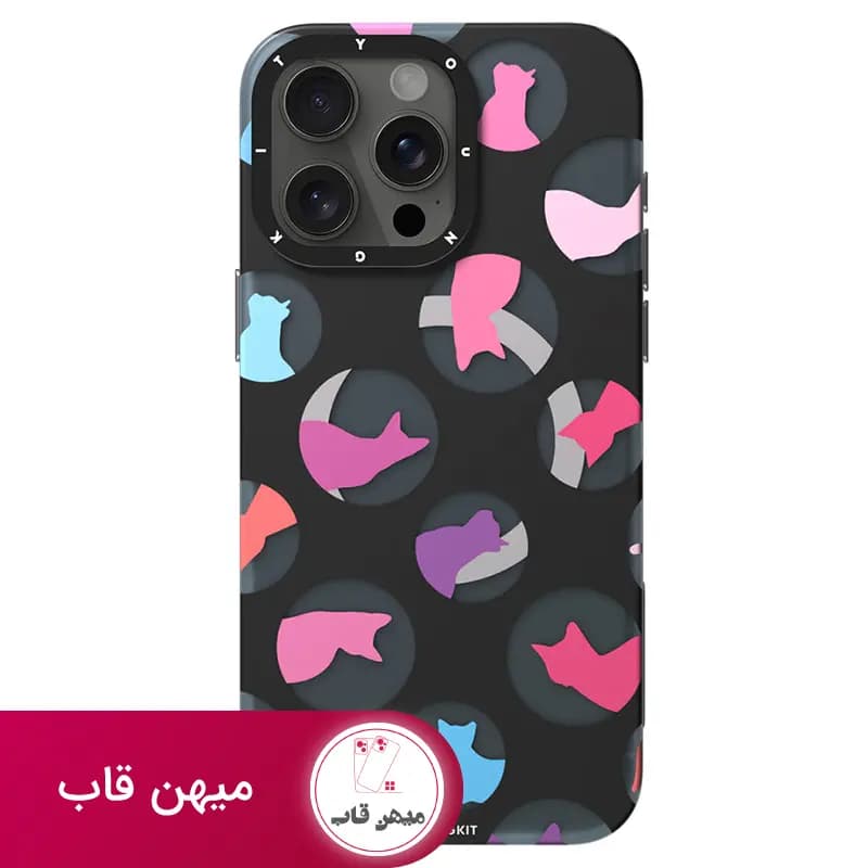قاب گوشی آیفون یانگ کیت گربه رنگی مشکی Black Cat & Dog - کد (۴۳۰۷۱)