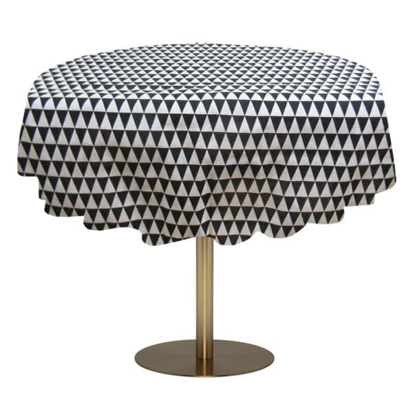لینوود رومیزی 140 گرد طرح مثلثی سفید-مشکی