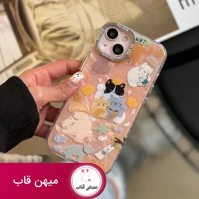 قاب گوشی آیفون خانواده گربه - کد (۸۸۲۰)