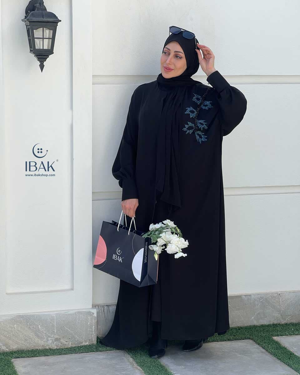 عبای جواهر دوزی گل آبی ibk