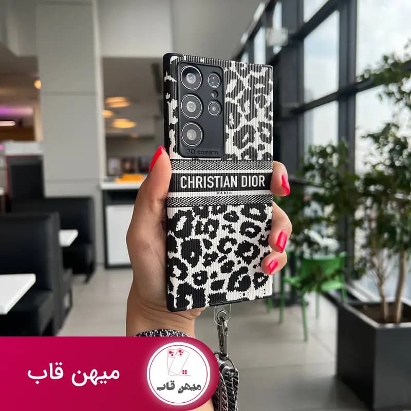 قاب گوشی سامسونگ Christian Dior پلنگی دیور مشکی - کد (۳۴۶۱۸)