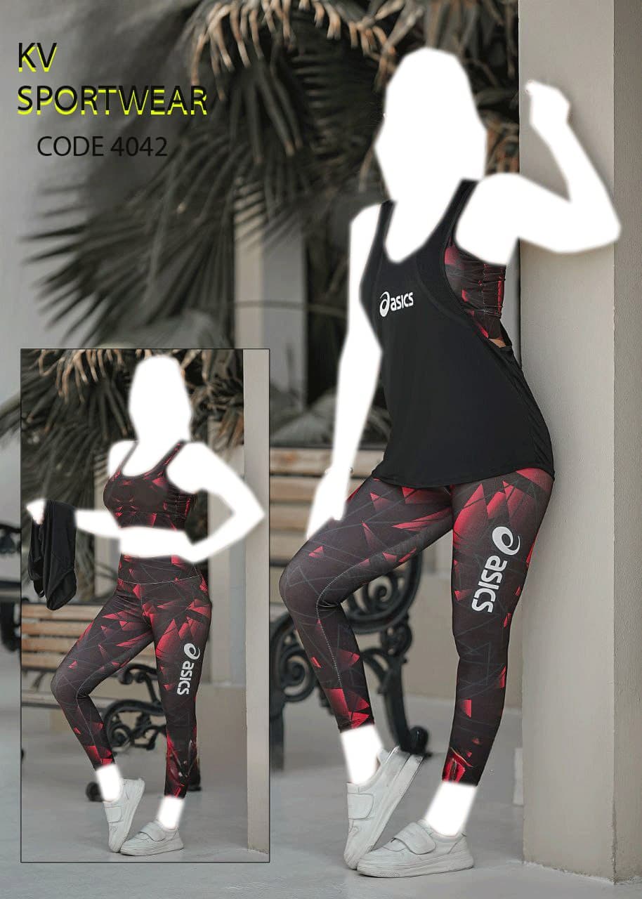 ست نیم تنه لگ و کاور ورزشی زنانه asics کد 002