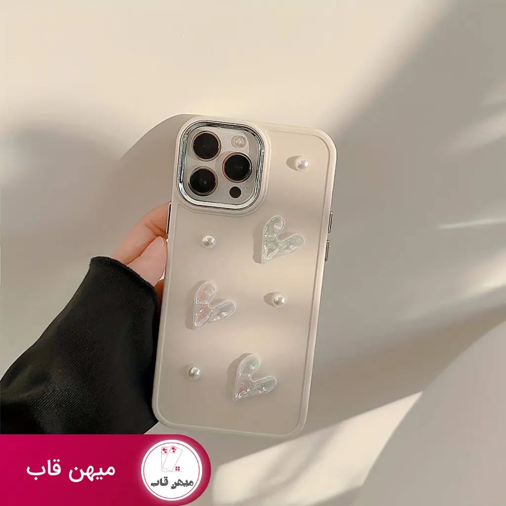 قاب گوشی آیفون مرواریدی عشق و قلب - کد (۳۹۲۹۶)