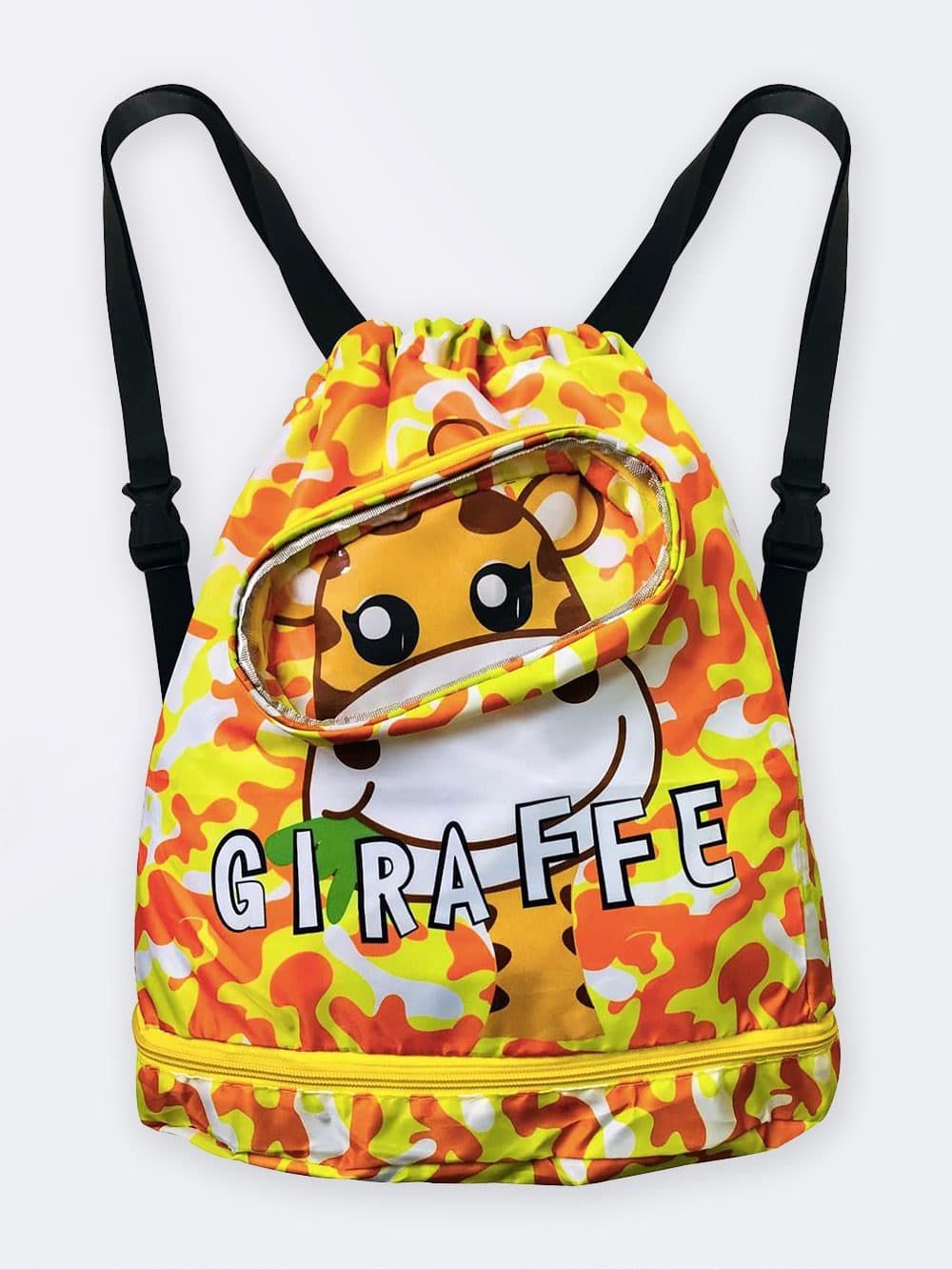 کوله پشتی استخر دخترانه و پسرانه فانتزی طرح زرافه با محفظه جداگانه عینک شنا و دمپایی