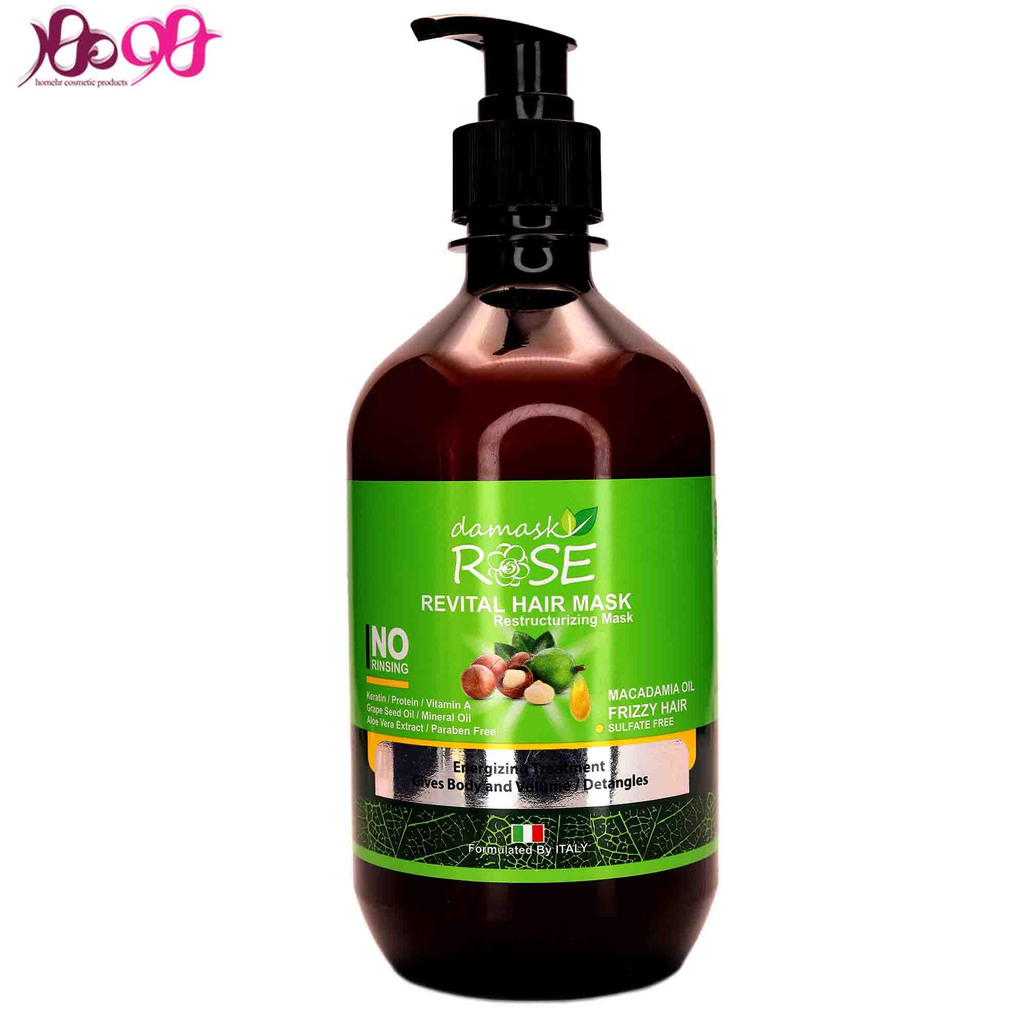 کرم مو روغن ماکادمیا بدون سولفات موهای رنگ شده و وز داماسک رز