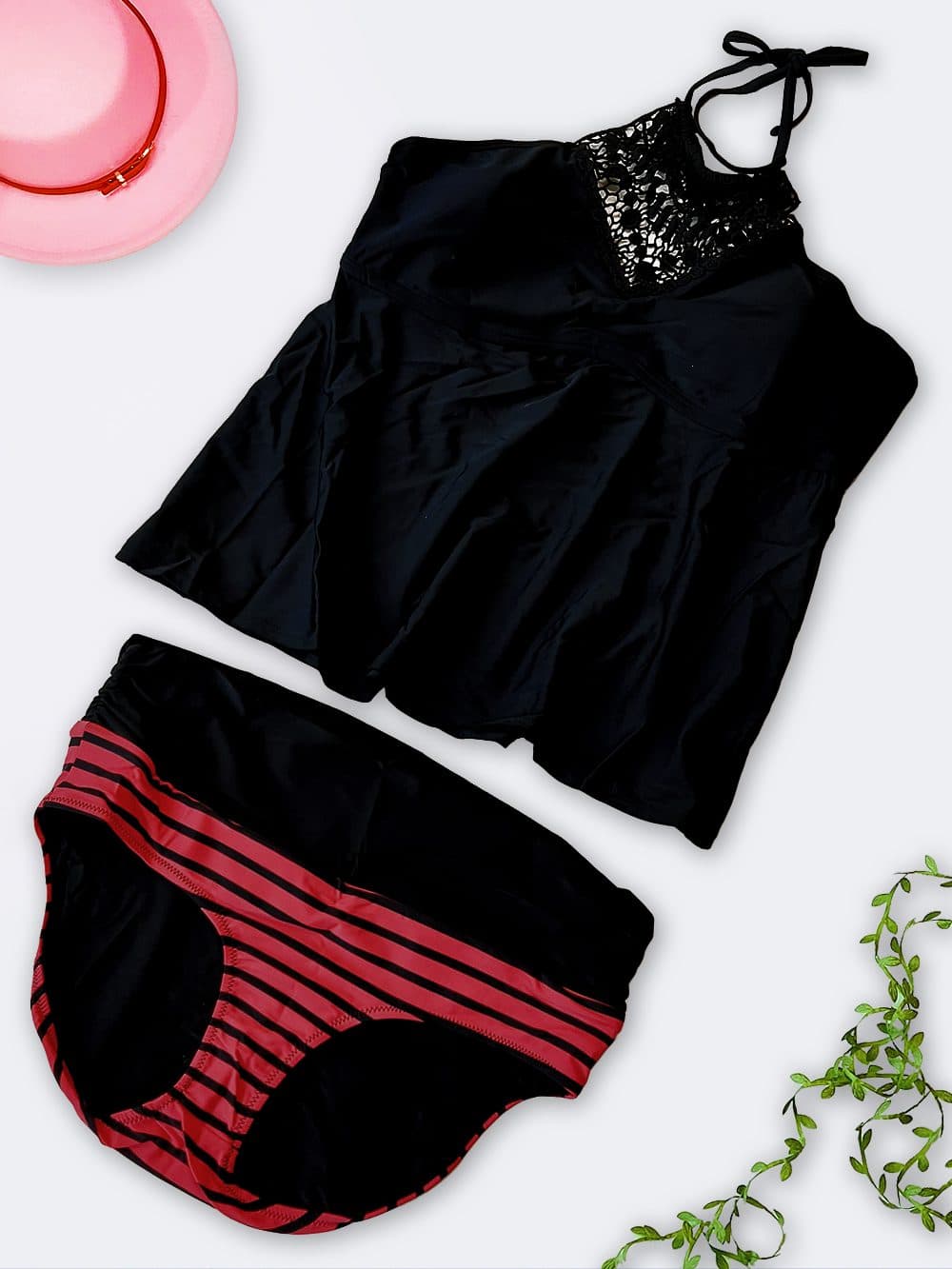 مایو سایز بزرگ برای افراد چاق برند Ambrielle مشکی رنگ