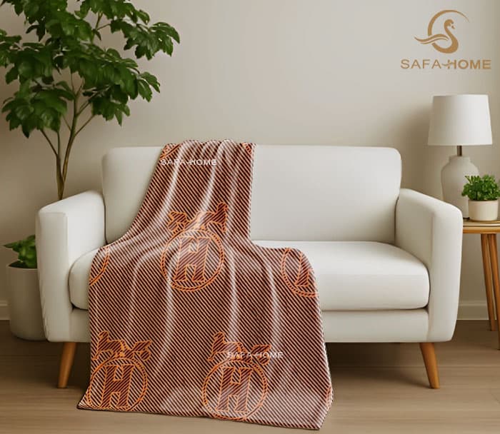 پتو دونفره مسافرتی دورو طرح هرمس راه راه