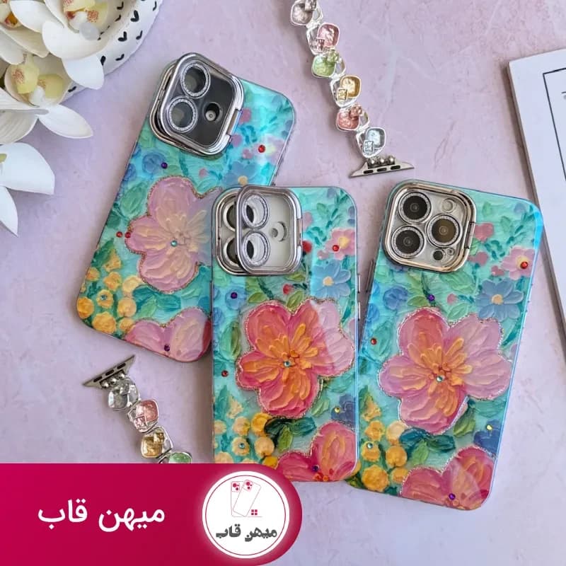قاب گوشی آیفون باغ گل لنز استند شو - کد (۸۴۲۱۴)