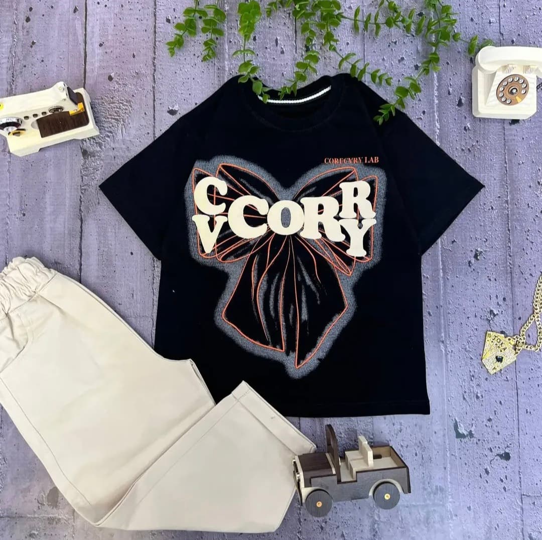 ست تیشرت شلوار کتان طرح پاپیون مناسب ۲ تا ۹ سال شناسه: ۷۳۲