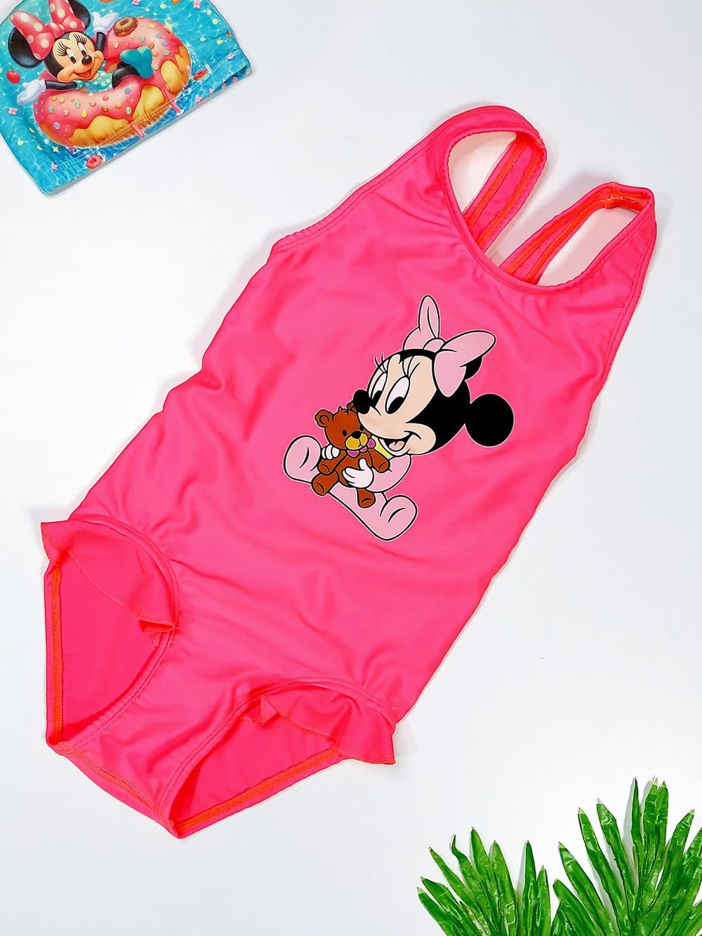 لباس مایو شنا دخترانه بچه گانه طرح میکی موس صورتی رنگ اسلیپ نقلی لایف ( Life )